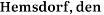 Hemsdorf, den