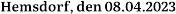 Hemsdorf, den 08.04.2023